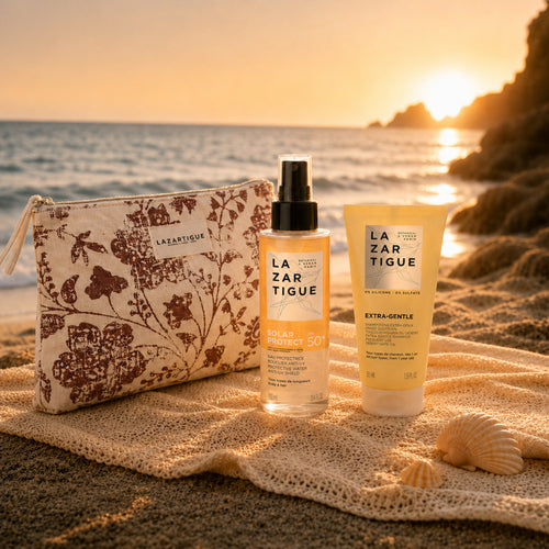 Kit d'été format valise (Shampoing extra-doux, Eau solaire cheveux SPF50+, trousse)